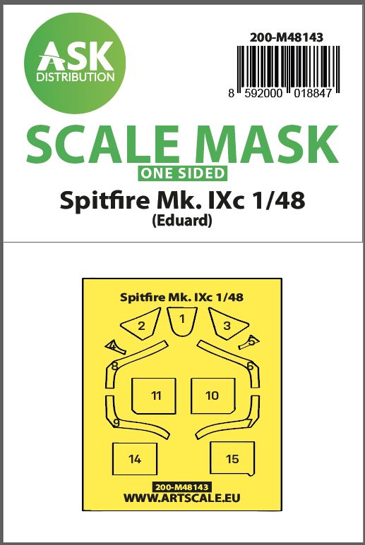 200-M48143 - Spitfire Mk.IXc one-sided express fit mask for Eduard - 1:48