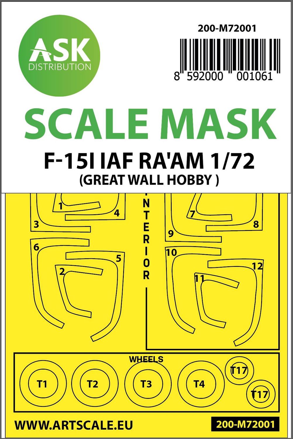 200-M72001 - F-15I IAF RA&#39;AM double-sided painting mask for Great Wall Hobby - 1:72
