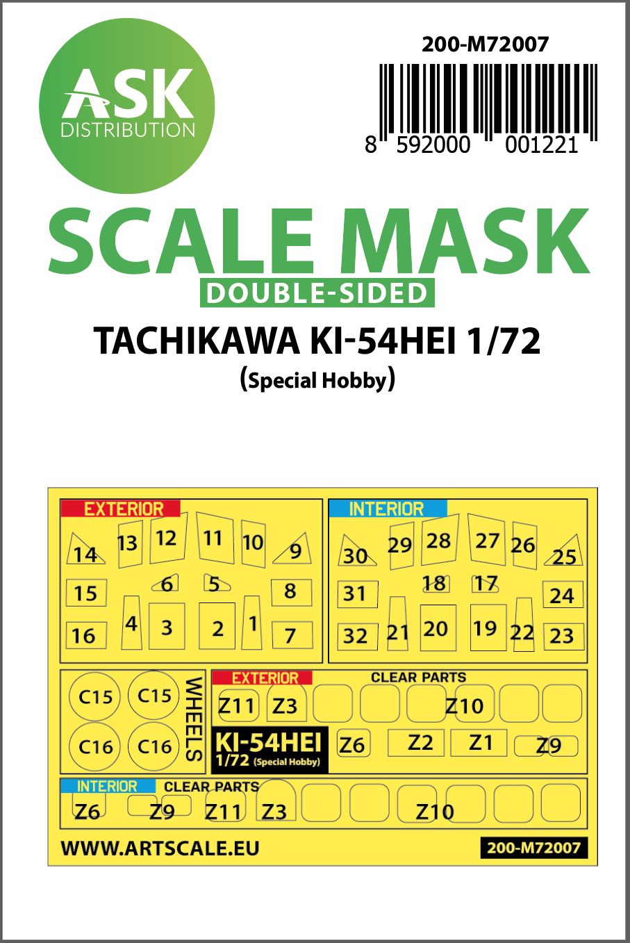 200-M72007 - Tachikawa Ki-54HEI double-sided painting mask for Special Hobby - 1:72