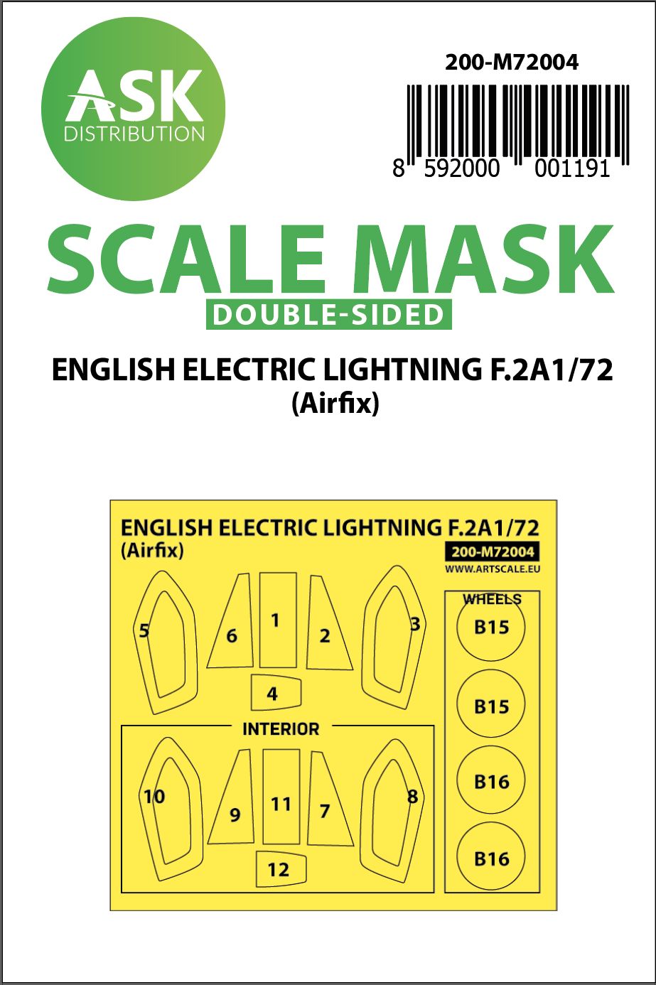200-M72004 - English Electric Lightning F.2A double-sided painting mask for Airfix - 1:72