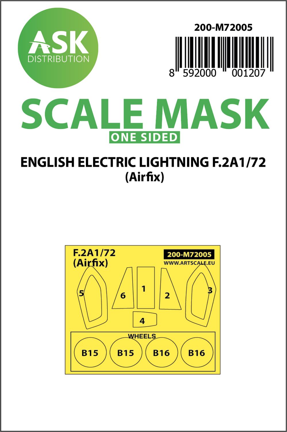 200-M72005 - English Electric Lightning F.2A one-sided painting mask for Airfix - 1:72