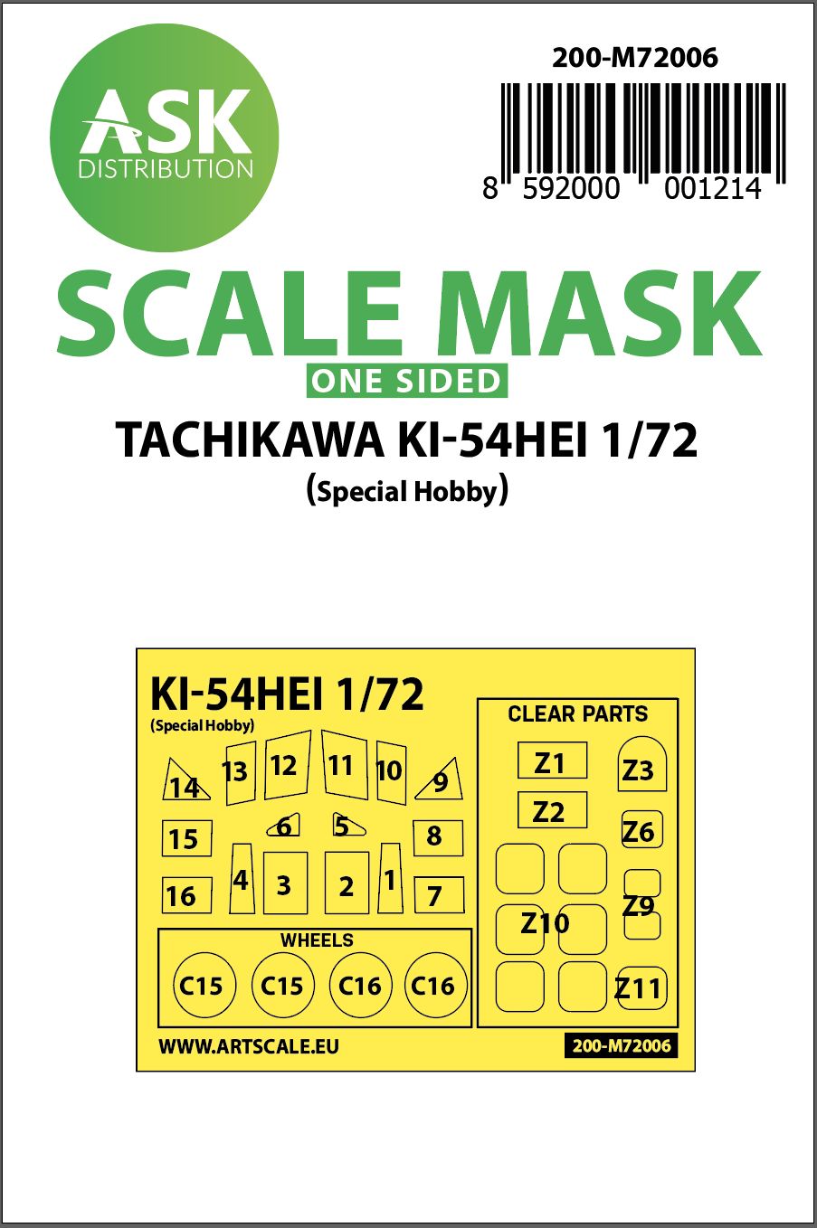 200-M72006 - Tachikawa Ki-54HEI one-sided painting mask for Special Hobby - 1:72