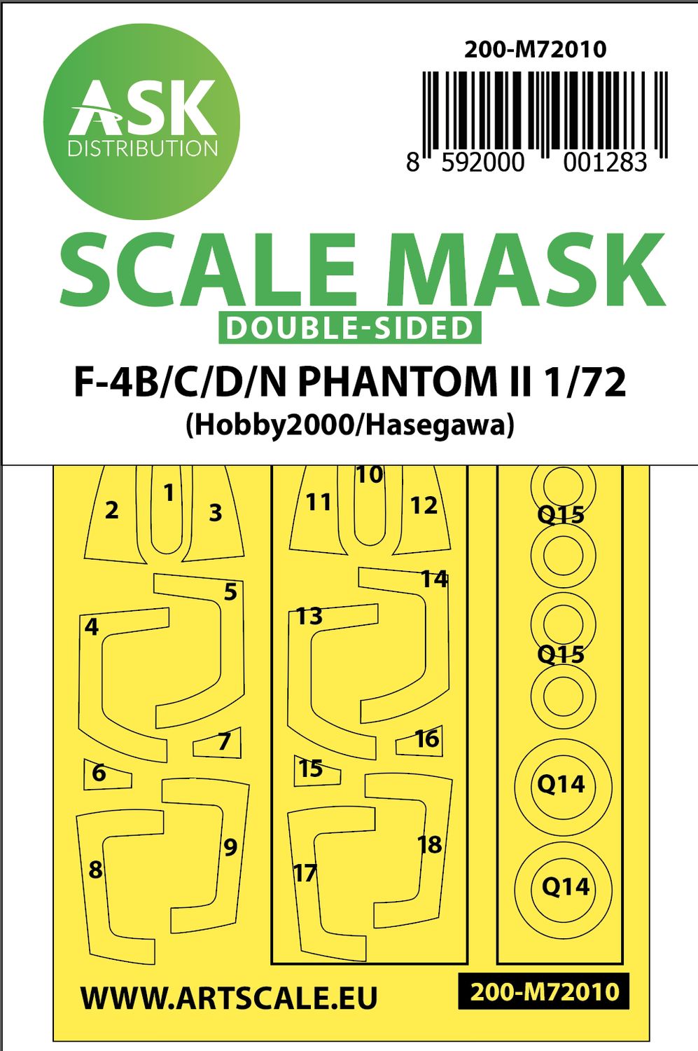 200-M72010 - F-4B/C/D/N Phantom II double-sided painting mask for Hasegawa / Hobby2000 - 1:72