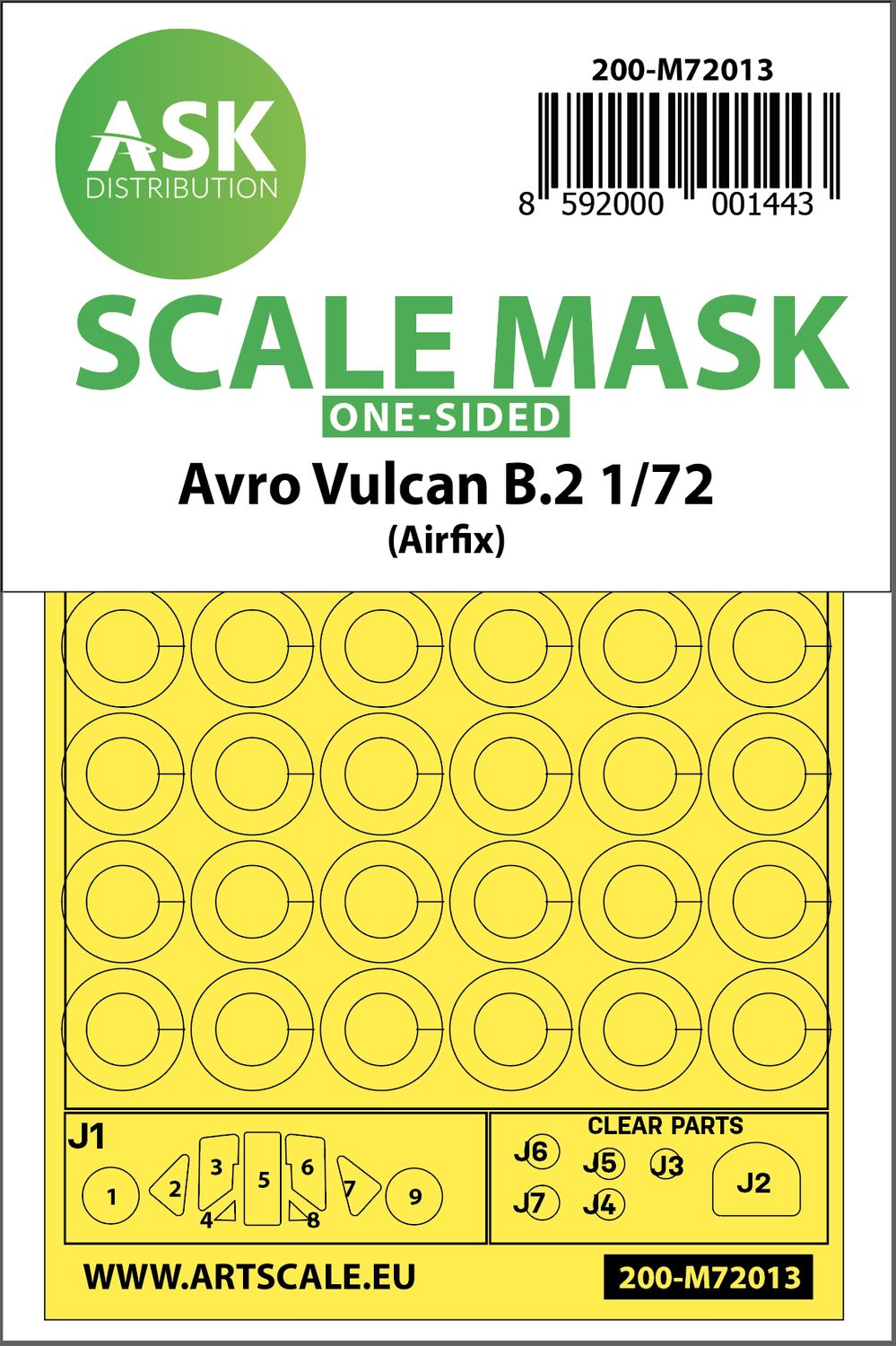 200-M72013 - Avro Vulcan B.2 one-sided painting mask for Airfix - 1:72