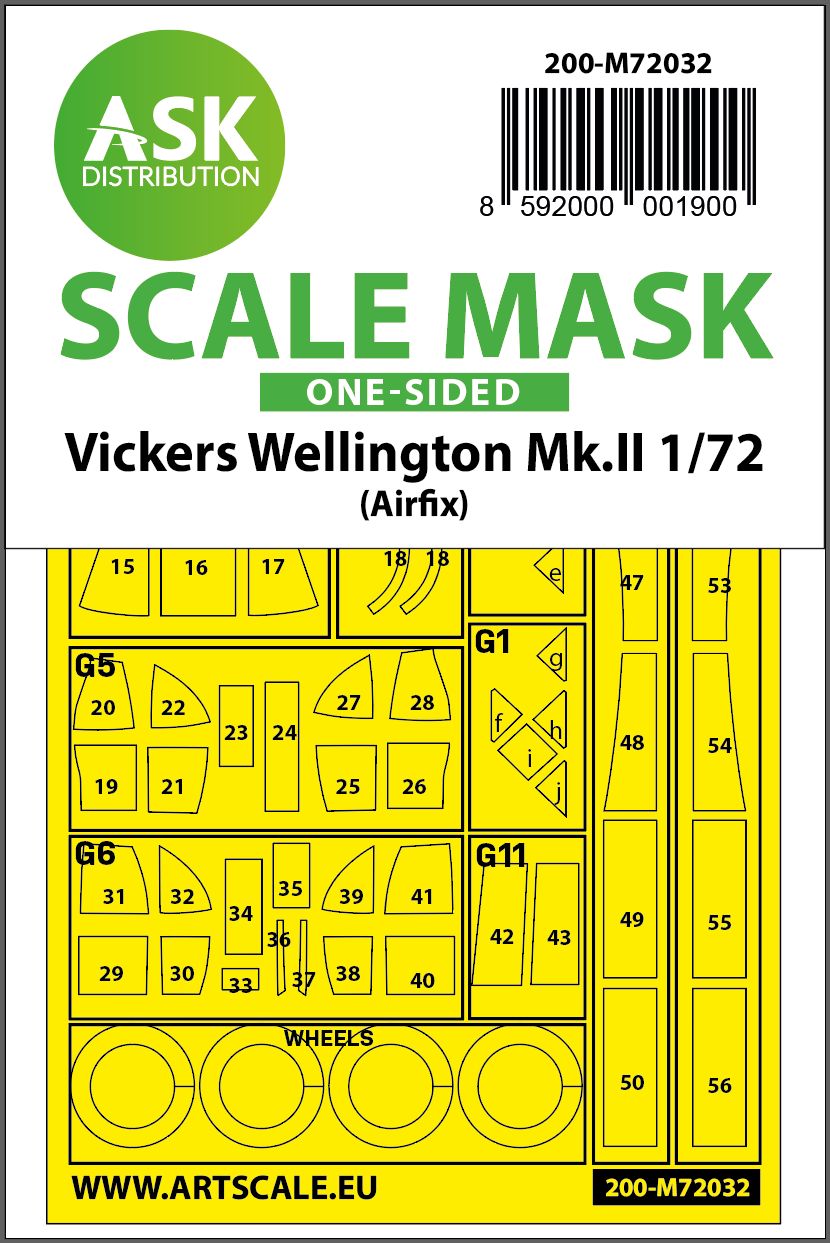 200-M72032 - Vickers Wellington Mk.II one-sided painting mask for Airfix - 1:72