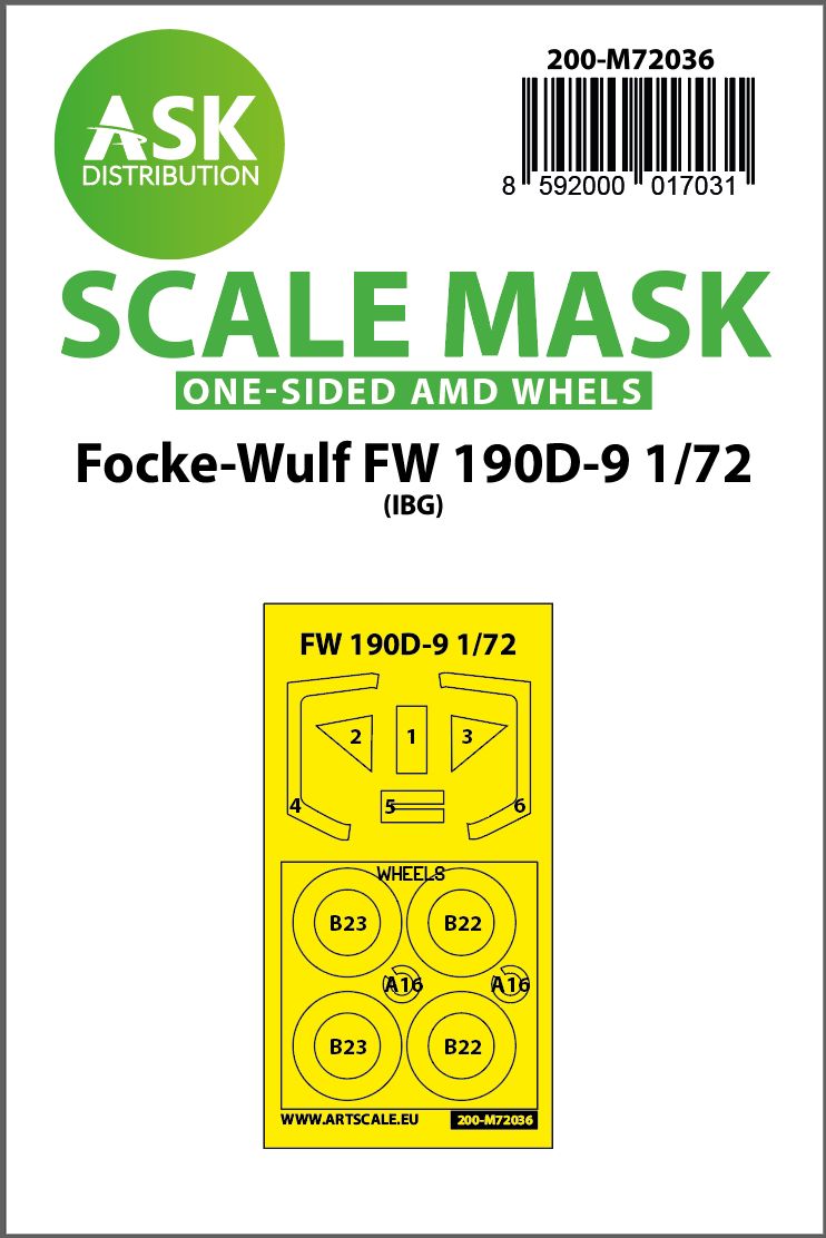 200-M72036 - Focke-Wulf Fw 190D-9 one-sided painting mask for IBG - 1:72