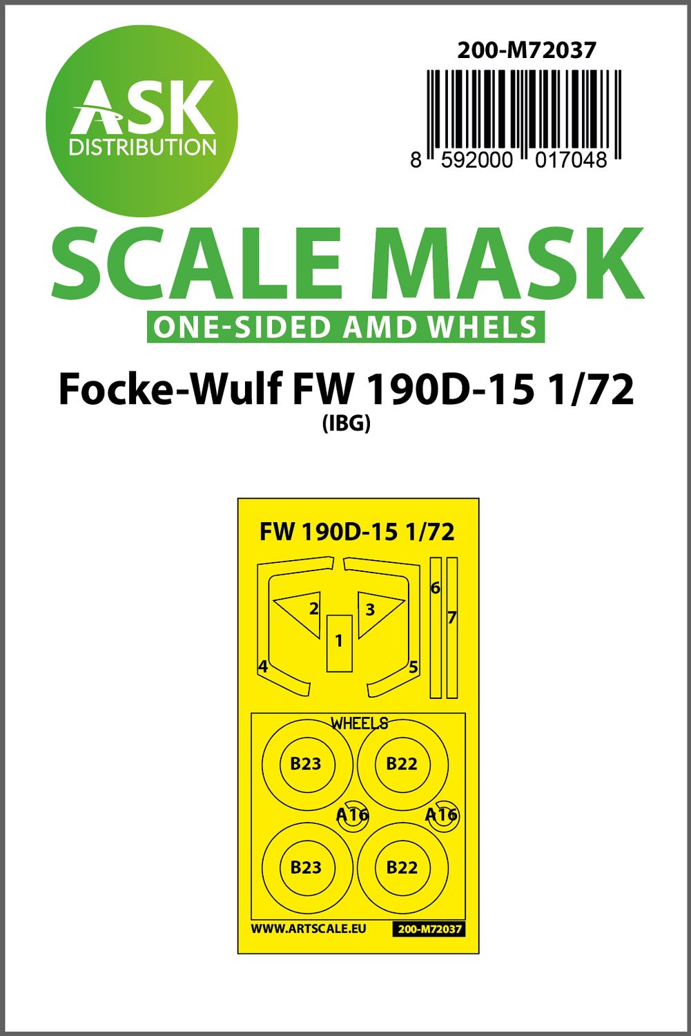 200-M72037 - Focke-Wulf Fw 190D-15 one-sided painting mask for IBG - 1:72