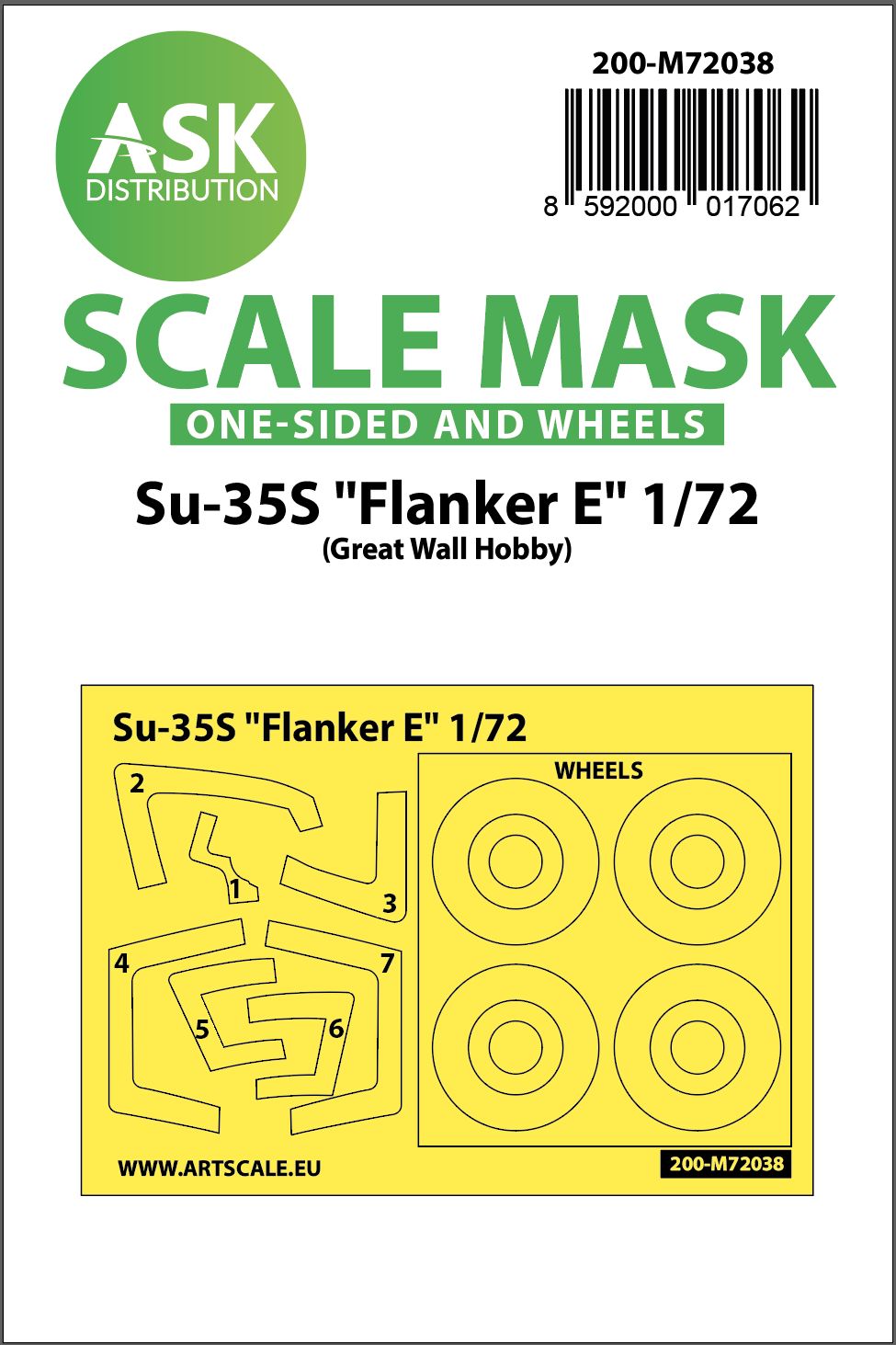 200-M72038 - Su-35S Flanker E one-sided painting mask for GWH - 1:72