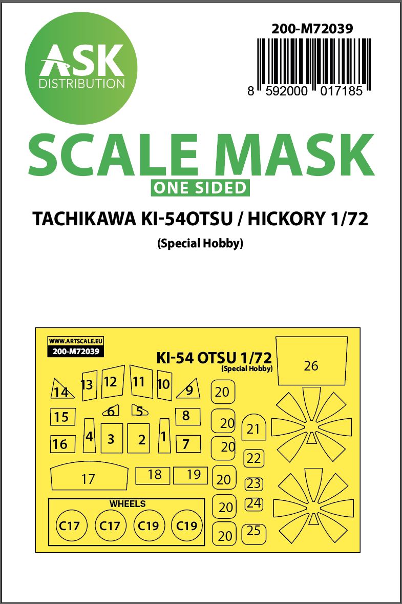 200-M72039 - Tachikawa Ki-54OTSU / Hickory one-sided painting mask for Special Hobby - 1:72