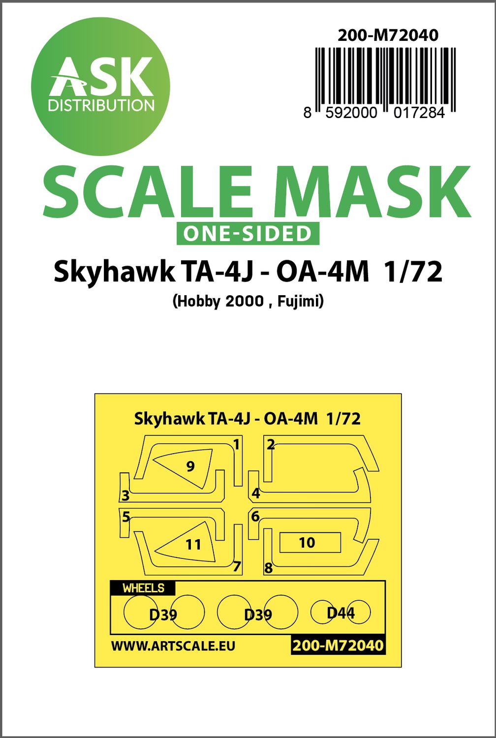 200-M72040 - Skyhawk TA-4J - OA-4M one-sided painting mask for Hobby2000/Fujimi - 1:72