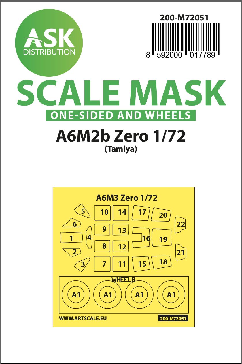200-M72051 - A6M2b Zero one-sided painting express mask for Tamiya - 1:72