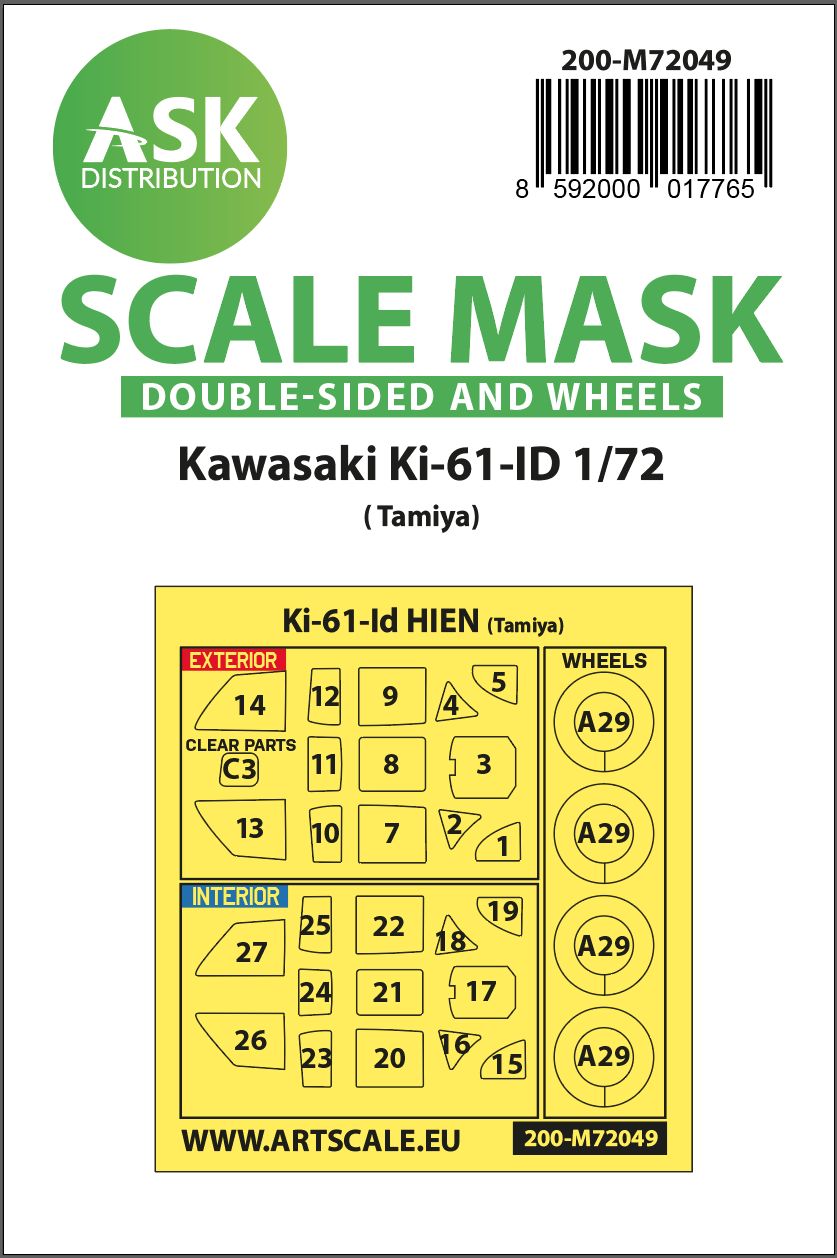 200-M72049 - Kawasaki Ki-61-ID double-sided painting express mask for Tamiya - 1:72