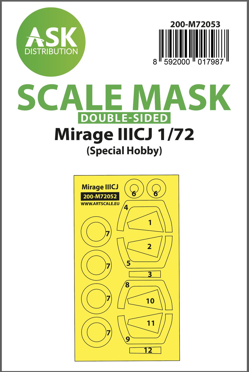 200-M72053 - Mirage IIICJ double-sided painting express mask for Special Hobby - 1:72