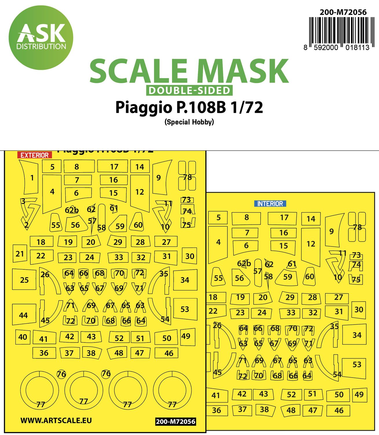 200-M72056 - Piaggio P.108B double-sided painting express mask for Special Hobby - 1:72
