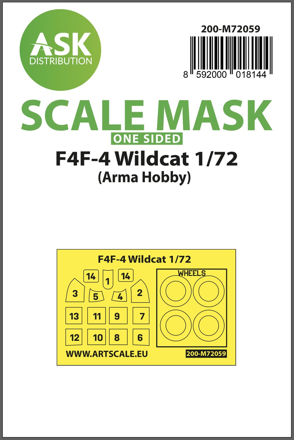 200-M72059 - F4F-4 Wildcat one-sided painting express mask for Arma Hobby - 1:72
