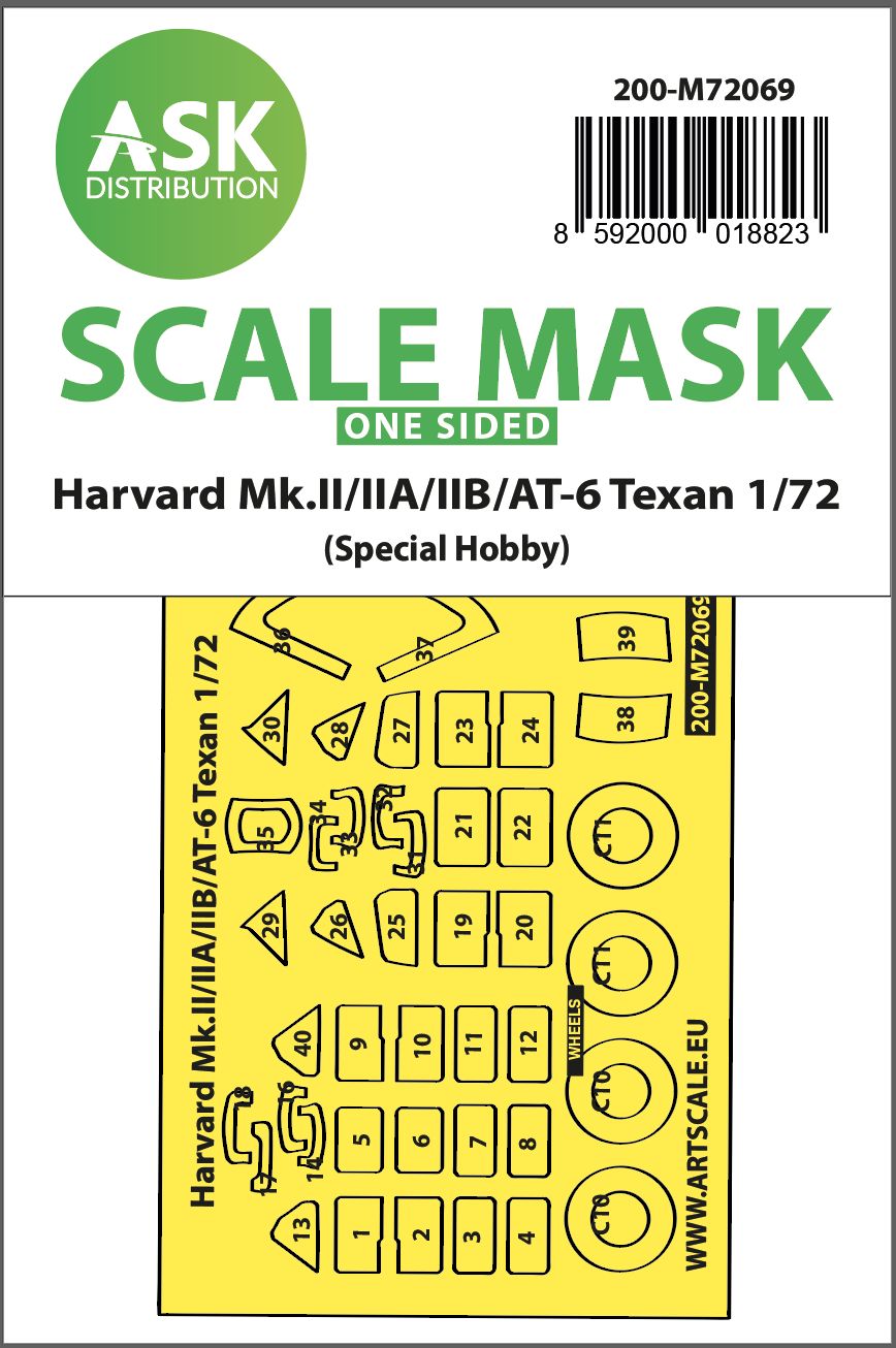 200-M72069 - Harvard Mk.II/IIA/IIB/AT-6 Texan one-sided express fit mask for Special Hobby - 1:72
