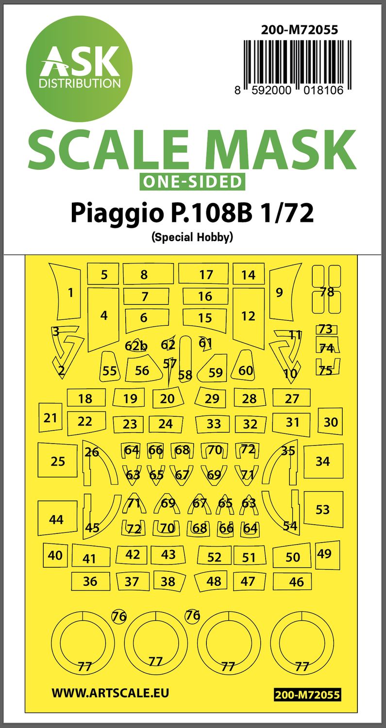 200-M72055 - Piaggio P.108B one-sided painting express mask for Special Hobby - 1:72