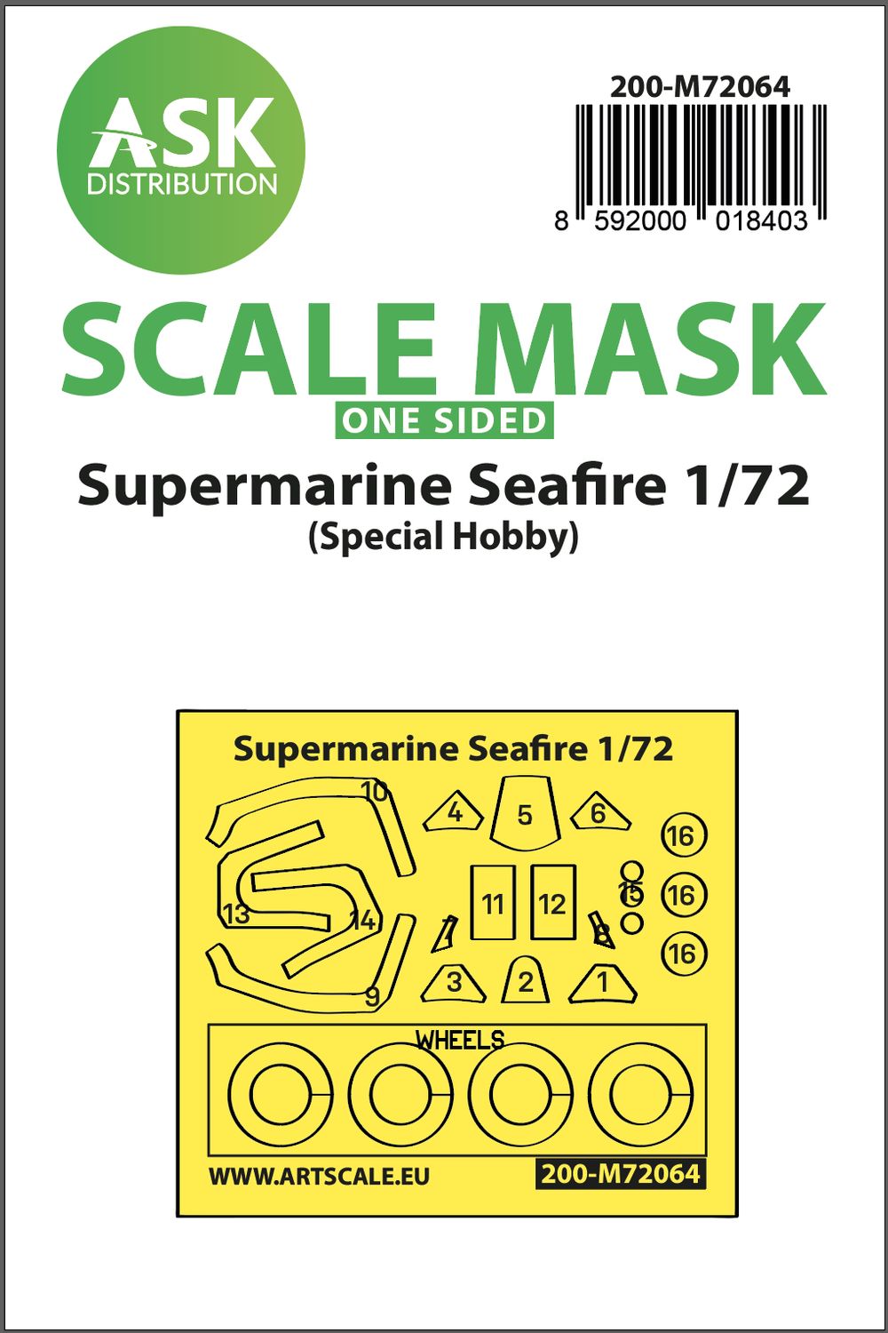 200-M72064 - Spitfire Mk.21, Mk.22, Mk.24 / Seafire Mk.45, MK.46, Mk.47 one-sided mask for Special Hobby - 1:72