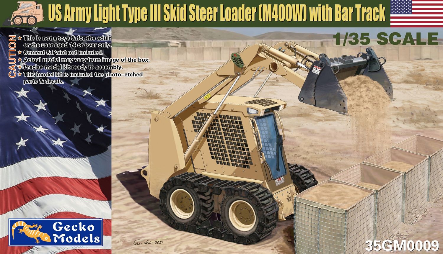 35GM0009 - US Army Light Type III Skid Steer Loader (M400W) with Bar Track - 1:35