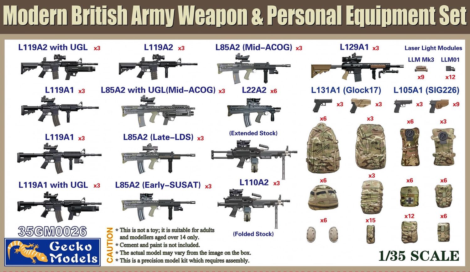 35GM0026 - Modern British Army Weapon &amp; Personal Equipment Set - 1:35
