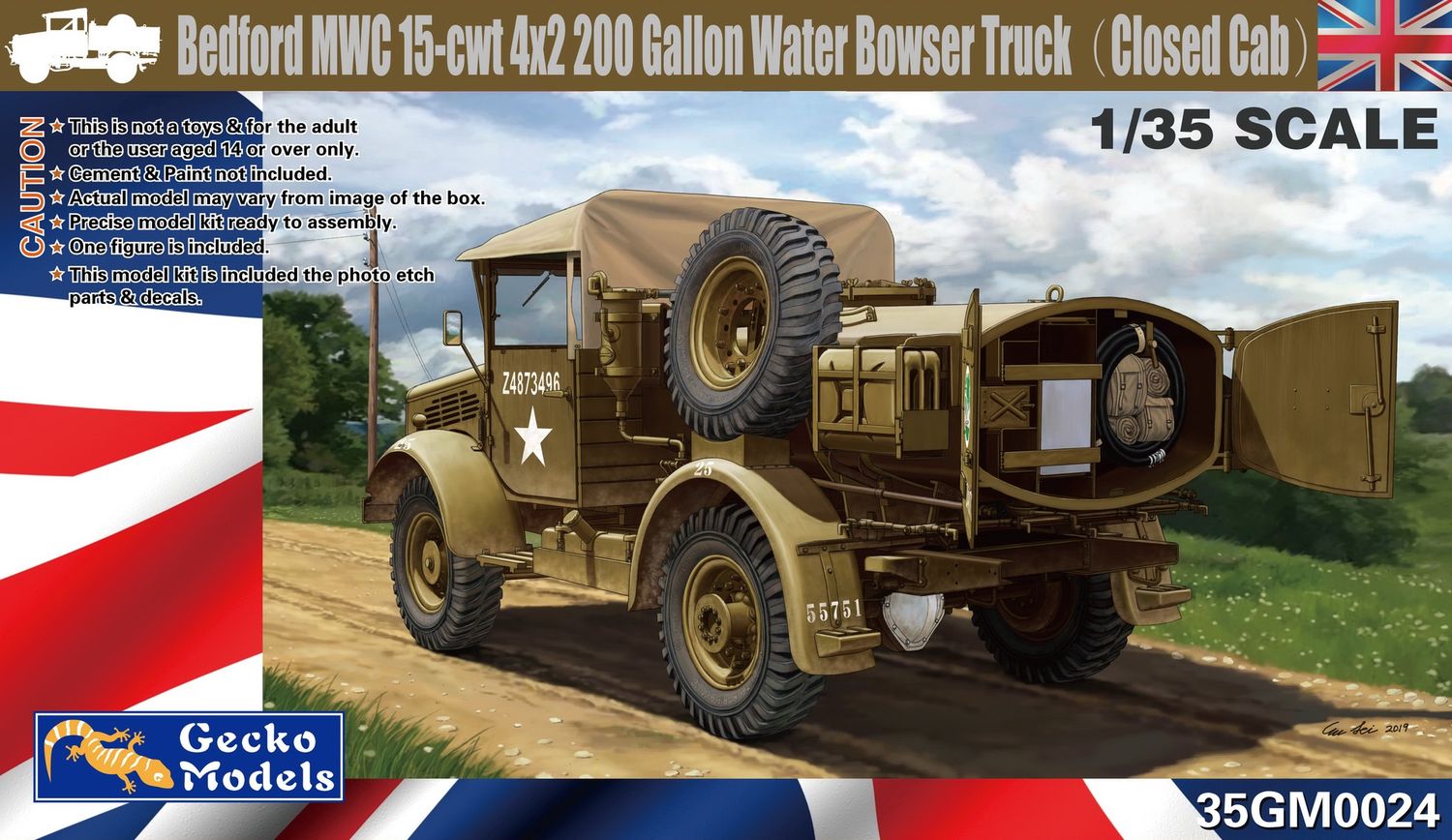 35GM0024 - Bedford MWC 15-CWT 4x2 200 Gallon Water Bowser Truck (closed cab) - 1:35