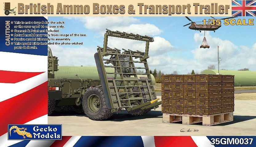 35GM0037 - British Ammo Boxes &amp; Transport Trailer - 1:35