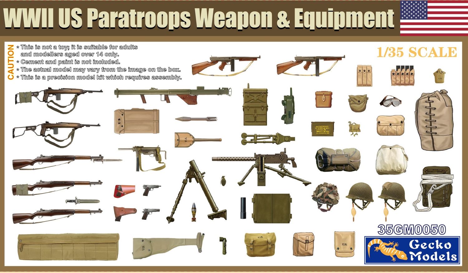 35GM0050 - WWII US Paratroops Weapon &amp; Equipment - 1:35