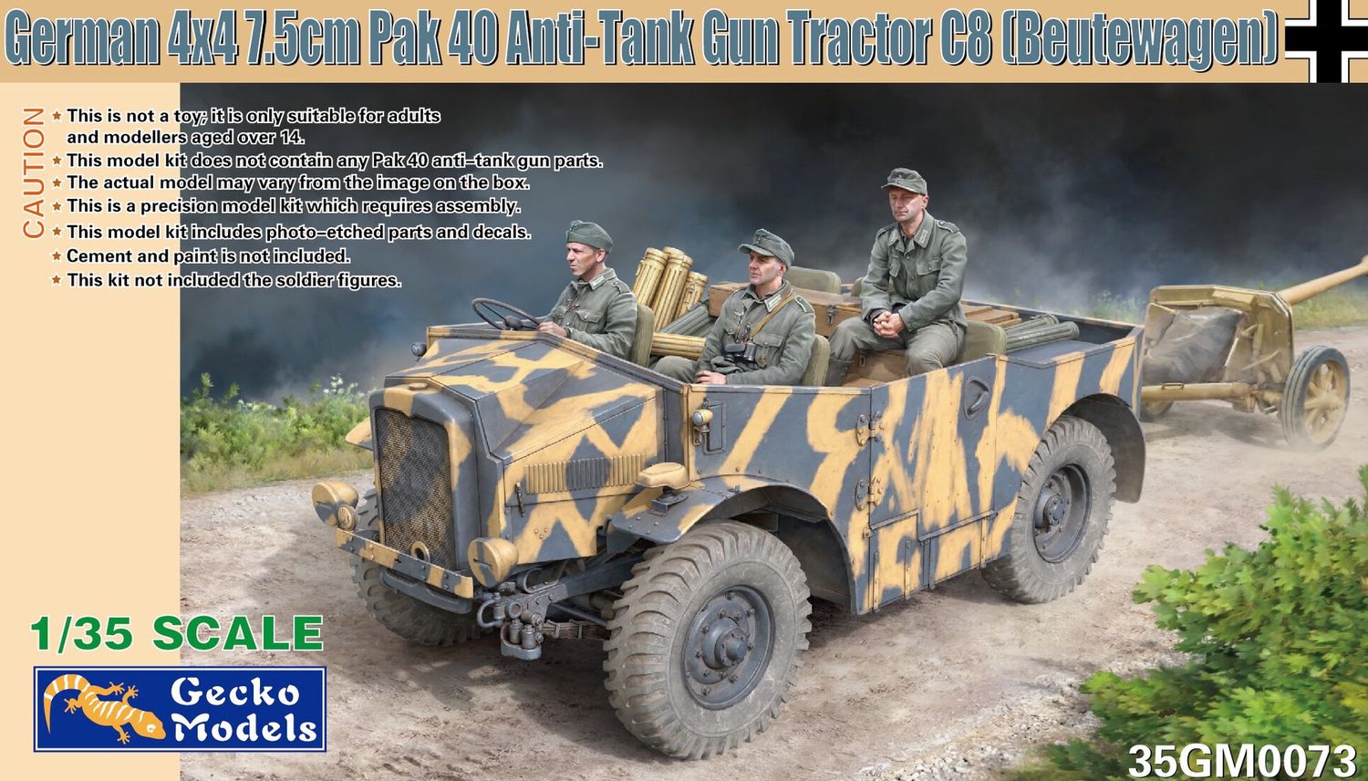 35GM0073 - German 4x4 7.5cm Pak 40 Anti-Tank Gun Tractor C8 - 1:35