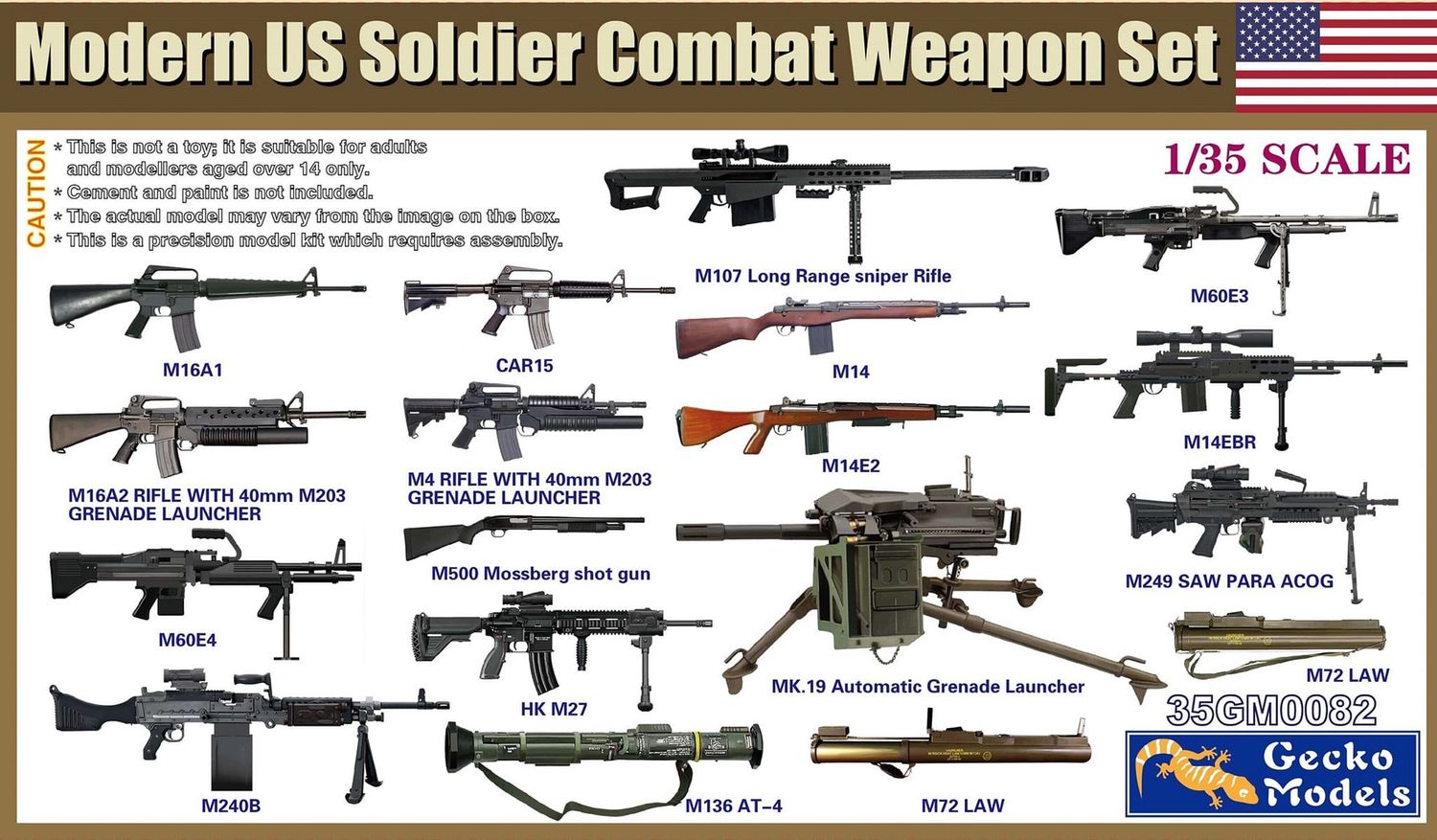 35GM0082 - Modern US Soldier Combat Weapon Set - 1:35