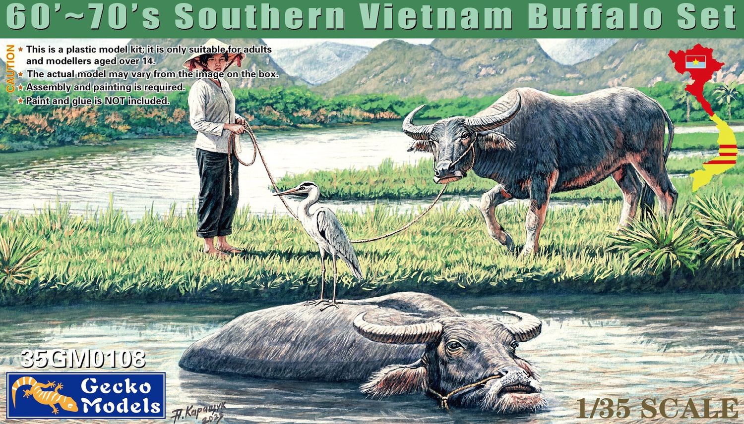 35GM0108 - 60&#39;-70&#39;s Vietnam Buffalo Set - 1:35