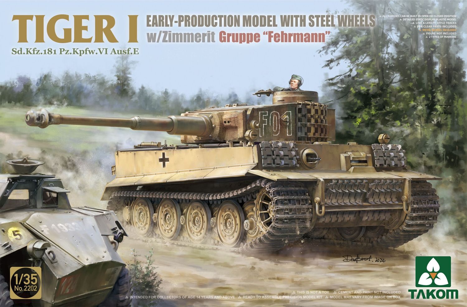 2202 - Tiger I Early-Production Model with Steel Wheels w/Zimmerit Gruppe &quot;Fehrmann&quot; - 1:35