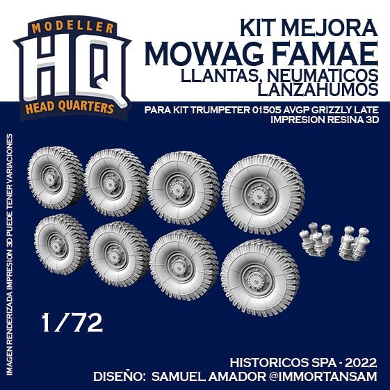 HQ72509 - Mowag Famae Llantas,Neumaticos Lanzhumos - 1:72