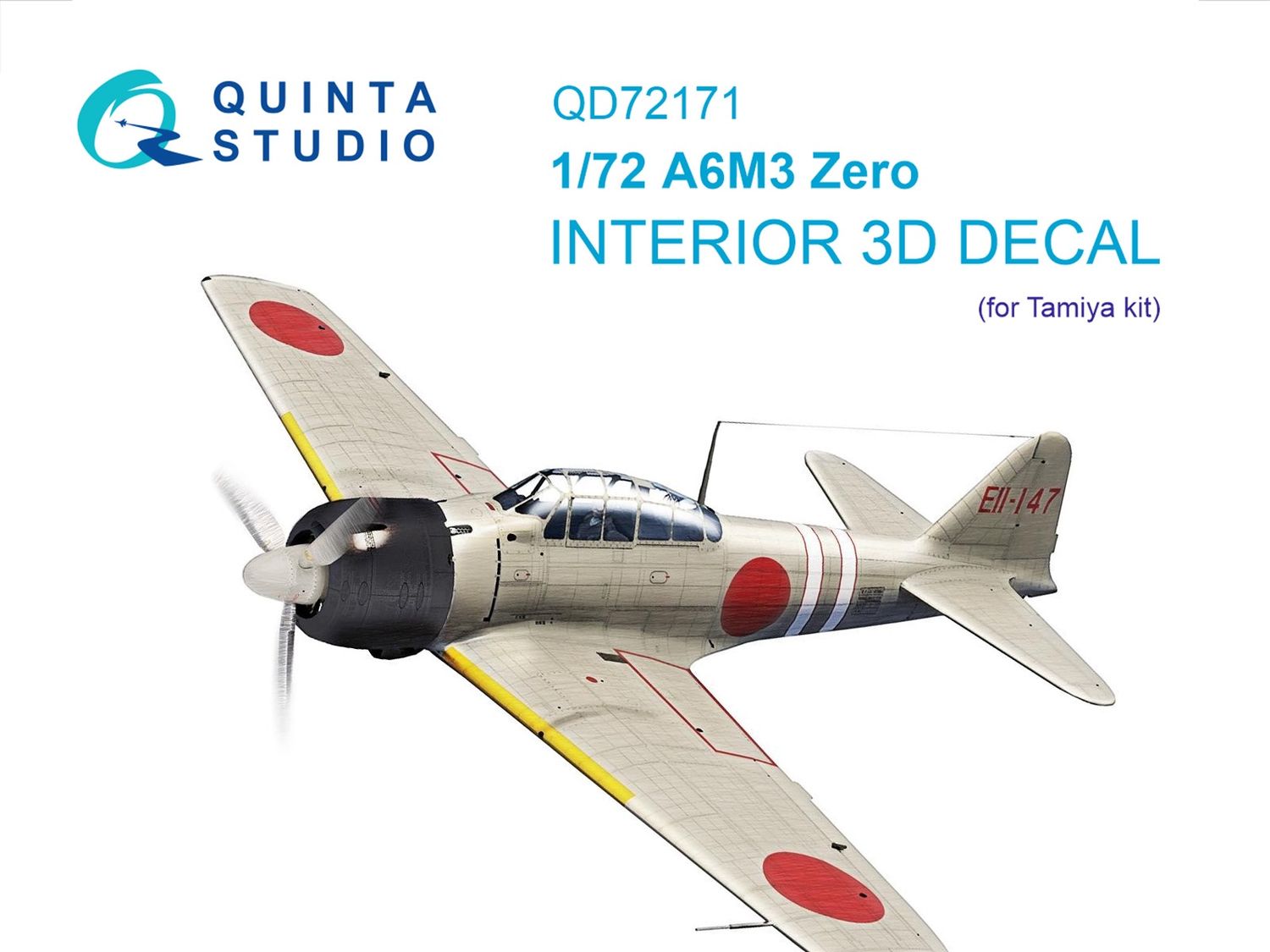 QD72171 - A6M3 Zero 3D-Printed &amp; coloured Interior on decal paper (Tamiya) - 1:72