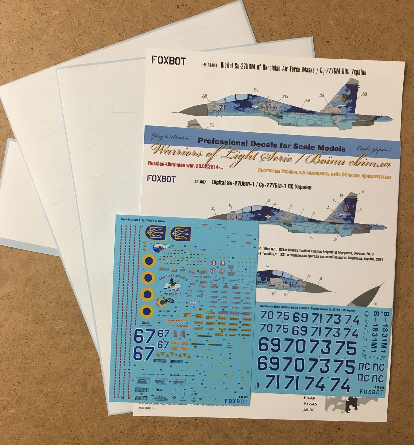 48-067T - Set - Sukhoi Su-27UBM, Ukranian Air Forces, digital camouflage (decals with masks and additional numbers) - 1:48