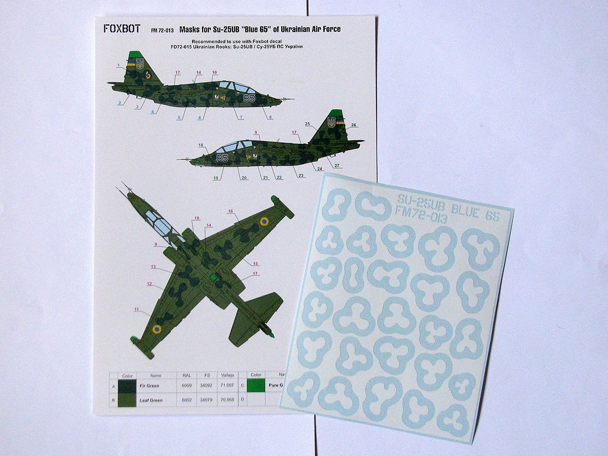 FM72-013 - Masks - Masks for Su-25UB Blue 65, Ukranian Air Forces, clover camouflage (Use &amp; Decal) - 1:72