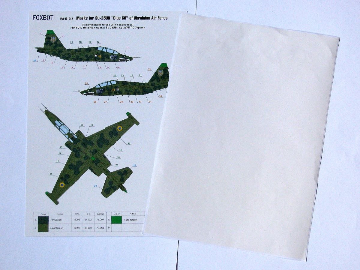 FM48-012 - Masks - Masks for Su-25UB Blue 60, Ukranian Air Forces, clover camouflage (Use &amp; Decal) - 1:48