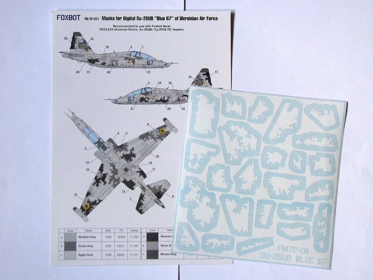 FM72-011 - Masks - Digital Masks for Su-25UB Blue 67, Ukranian Air Forces, digital camouflage (Use &amp; Decal) - 1:72