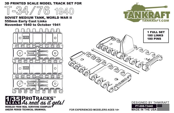 PT-008-T3440 - T-34/76 1940 Early Cast Links - ProTracks - 1:35