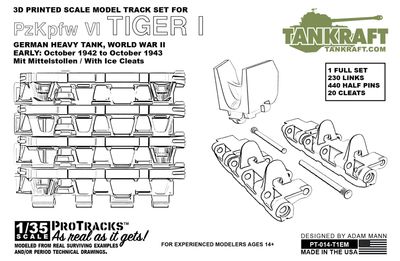 PT-014-T1EM - PzKpfw VI Tiger I Early Mit Mittelstollen / White Ice Cleats - ProTracks - 1:35