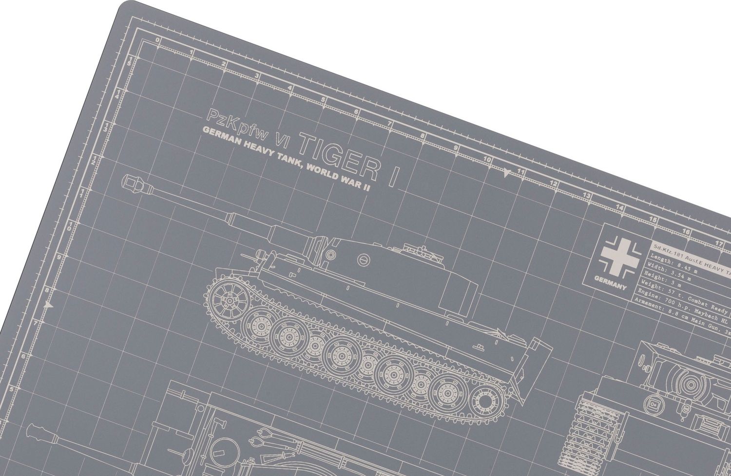 TKM-008-18-GY - Tiger 18x24 Pro Modeler Mat, Grey