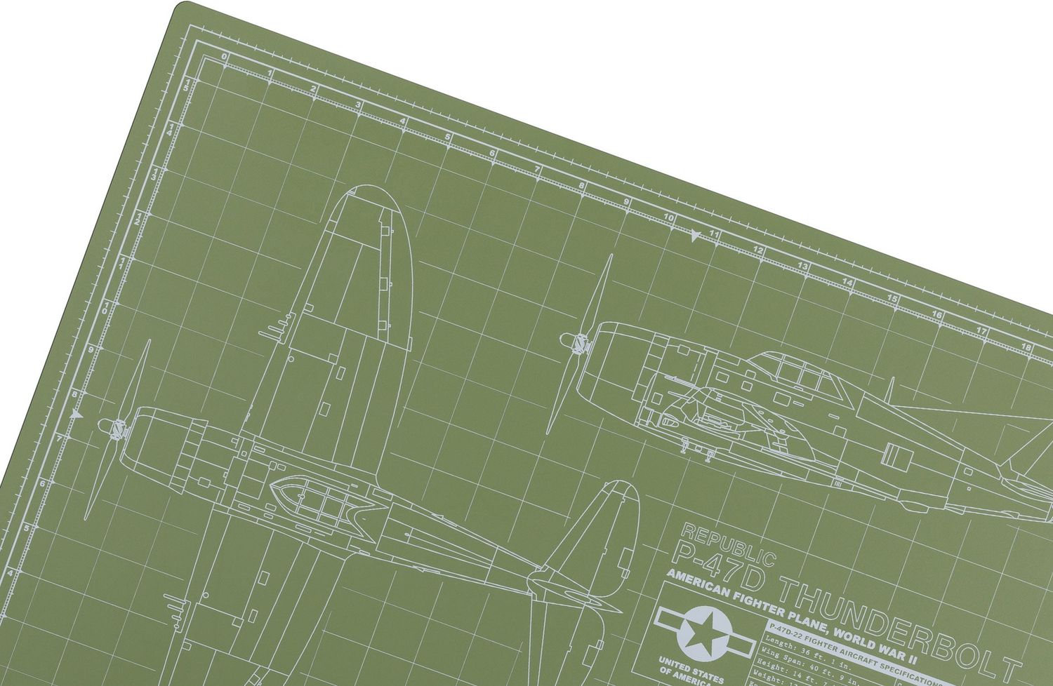 TKM-014-18-GN - P-47D 18x24 Pro Modeler Mat, Green
