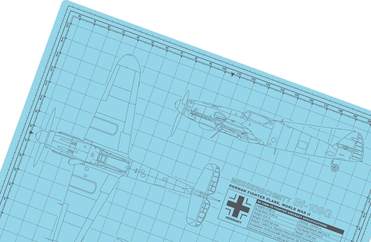 TKM-021-12-SB - BF-109 12x18 Pro Modeler Mat, Sky Blue