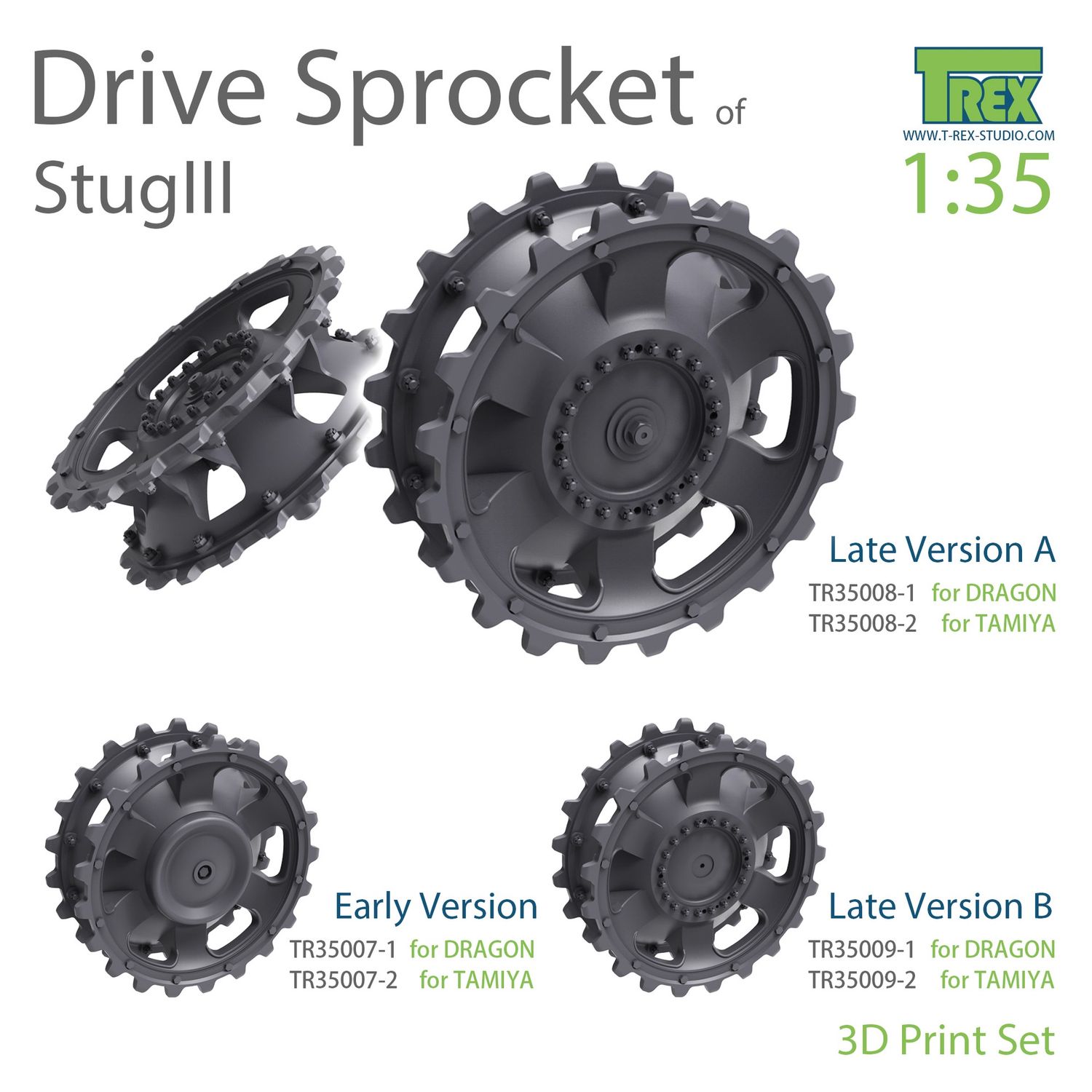 TR35007-2 - StugIII Sprocket Set (Early Version) for TAMIYA - 1:35