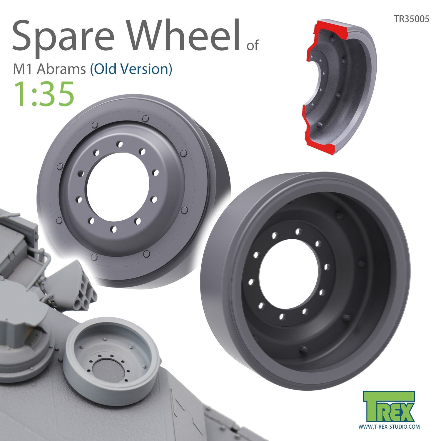 TR35005 - M1 Abrams Spare Wheel Set Old Versino (3 pieces) - 1:35
