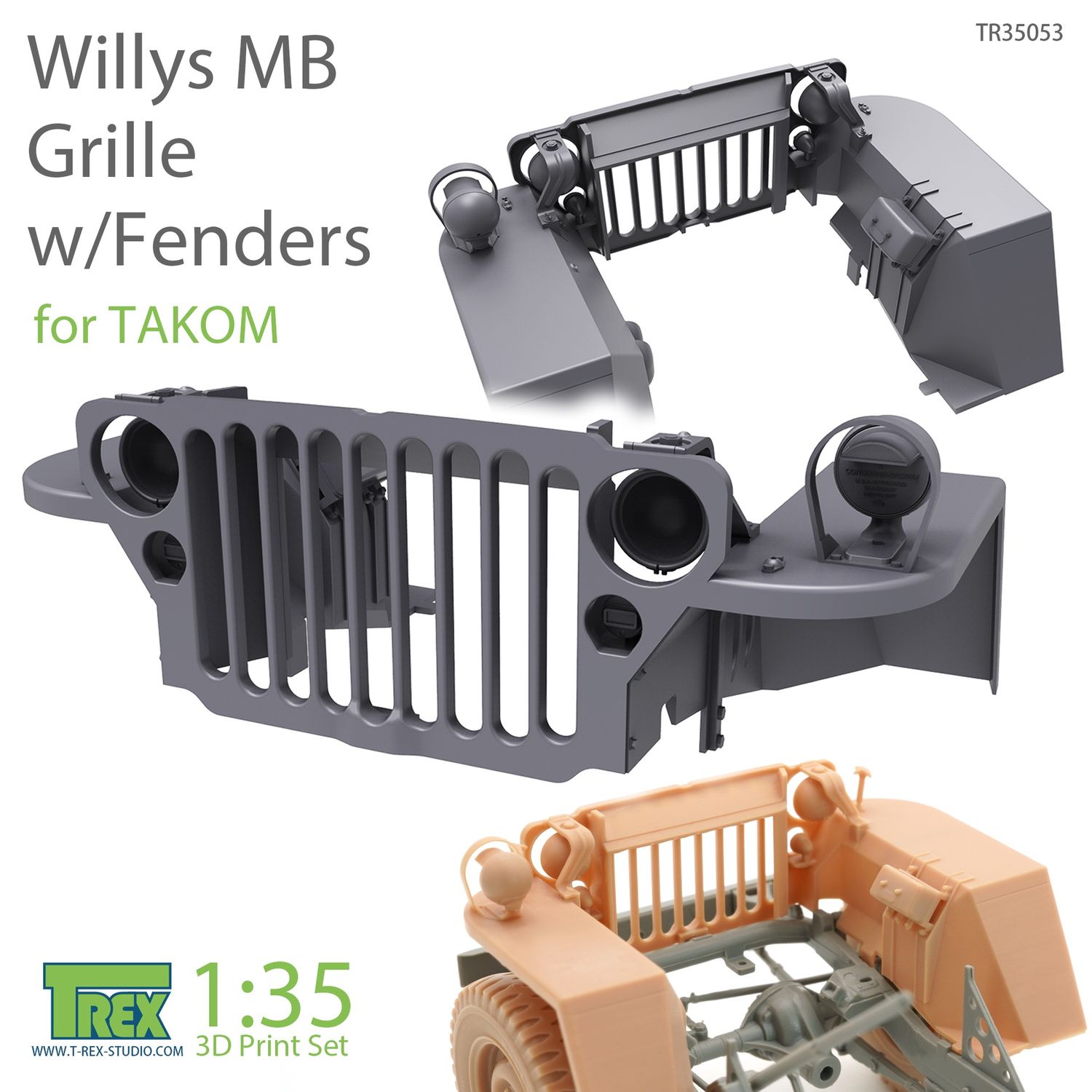 TR35053 - Willys MB Grille w/Fenders Set for TAKOM - 1:35