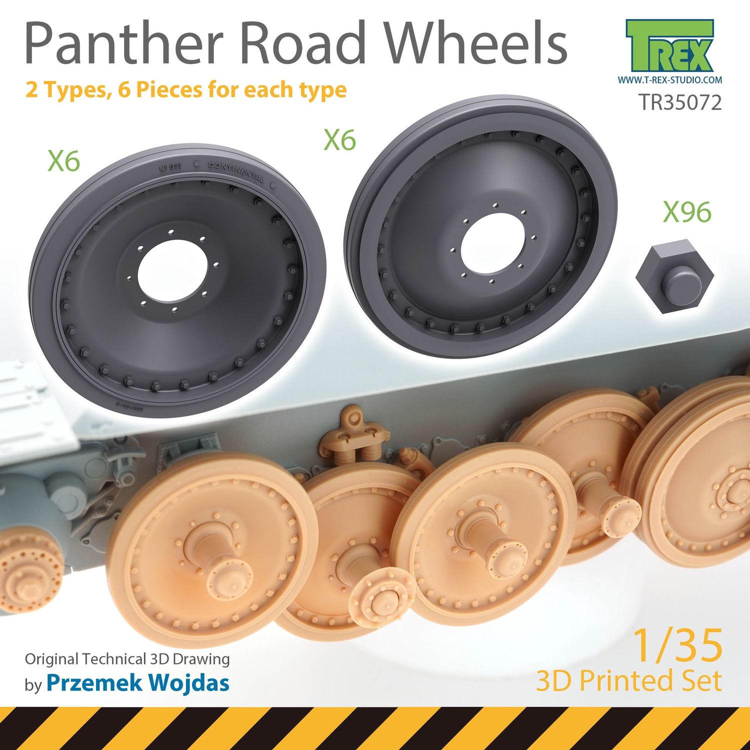 TR35072 - Panther Road Wheels Set (2 types, 6 pieces for each type) - 1:35