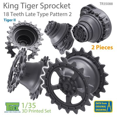 TR35088 - KingTiger 18 Teeth Sprockets Late Type Pattern 2 (2 pieces) - 1:35