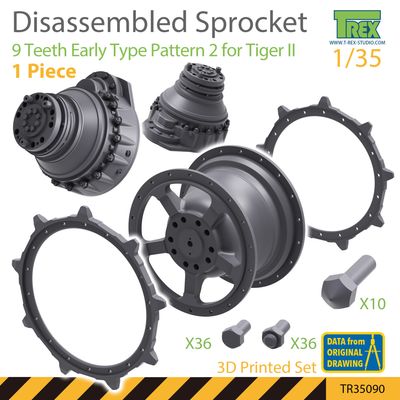 TR35090 - Disassembled KingTiger Sprocket 9 Teeth Early Type Pattern 2 (1 piece) - 1:35