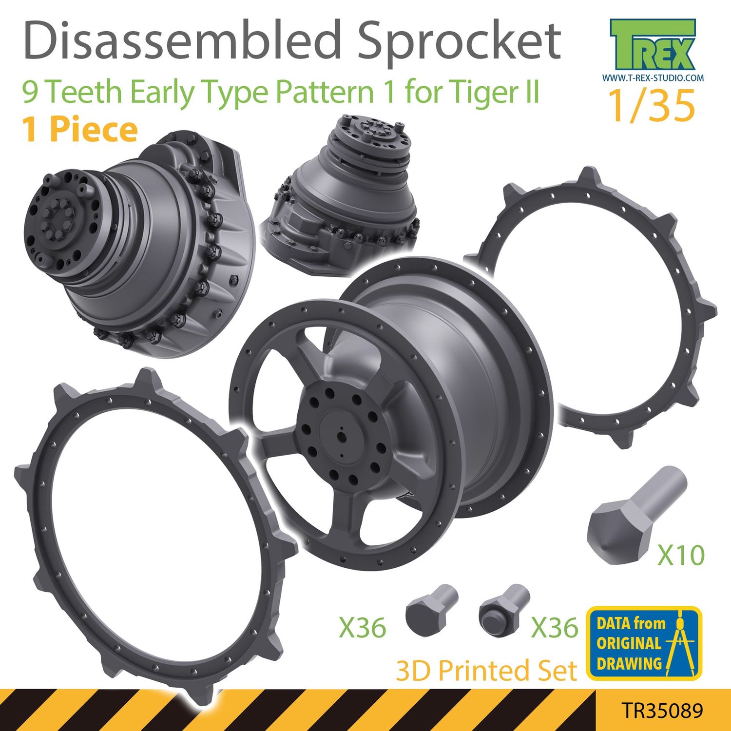 TR35089 - Disassembled KingTiger Sprocket 9 Teeth Early Type Pattern 1 (1 piece) - 1:35