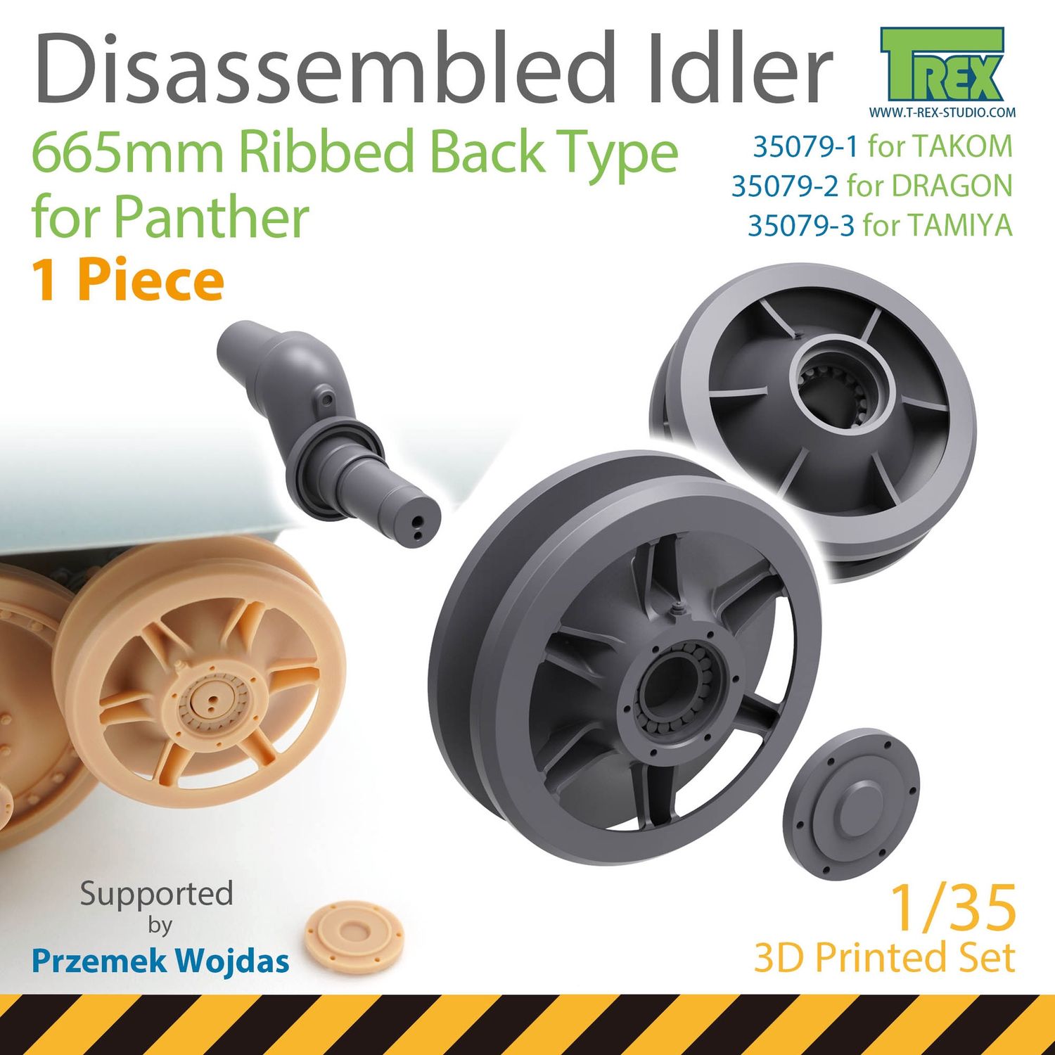 TR35079-2 - Disassembled Panther Idler 665mm Ribbed Back Type (1 piece) for DRAGON - 1:35